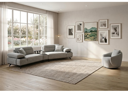 Sofa Set Sessel Beistelltisch Modern Grau Edel Luxus Design Garnitur