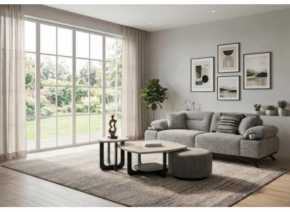 Couchgarnitur Sofa Couchtisch Beistelltisch Hocker Modern Grau Edel Luxus Design