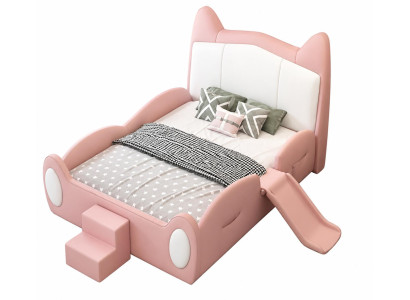 Rosa Kinderbett mit Rutsche und Treppe für Mädchen modern