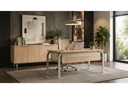 Büro Einrichtung Set Schreibtisch Sideboard Holz Optik modern