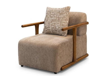 Sessel modern braun Wohnzimmer elegant Stoffbezug Holz