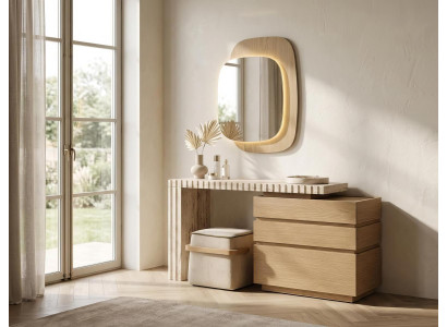 Schminktisch Wandspiegel Hocker Modern Beige Edel Luxus Schminktisch