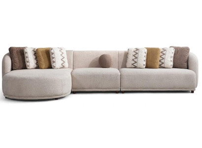Ecksofa L Form Beige Stil Modern geräumig bequem komfortabel