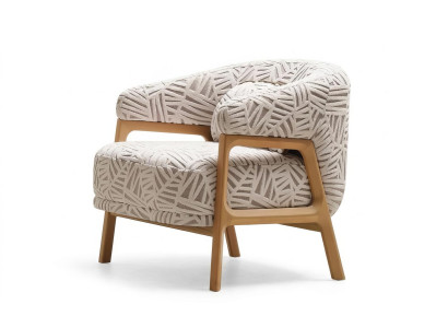 Polstersessel Modern Beige Muster Massivholz Design Wohnzimmer Sessel