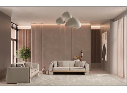 Sofa Set 3 Sitzer Modern Beige Edel Luxus Wohnzimmer Garnitur Design