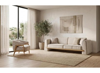 Sofa Set 3 Sitzer Sessel Modern Beige Edel Luxus Wohnzimmer Garnitur