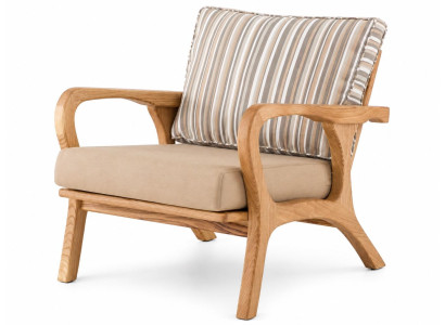 Gartensessel Naturholz Modern Beige Elegant Kissen Komfort Terrasse