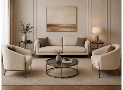 Wohnzimmer Polstergarnitur Stilvolles Designer 3-Sitzer Stoffsessel