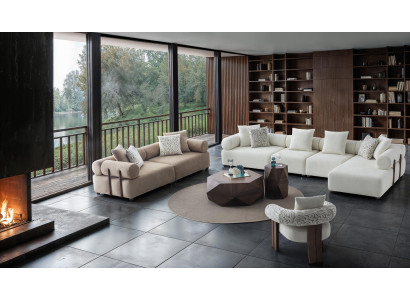 Ecksofa Sofa Sessel Garnitur Modern Beige Elegant Couch Design