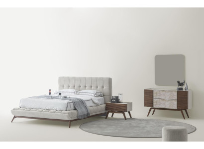 Möbel Bett Konsole Schminktisch Modern Weiß Braun Elegant Hocker
