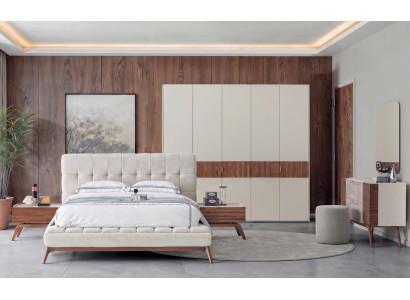 Möbel Bett Sideboard Schrank Modern Weiß Braun Elegant Designer