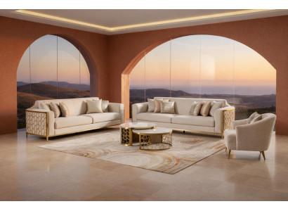 Moderne Weiss Sofa Garnitur mit Zwei Sofas Sessel Couchtisch