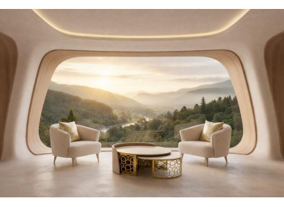 Sessel Set mit Gold Akzenten Couchtisch Luxus