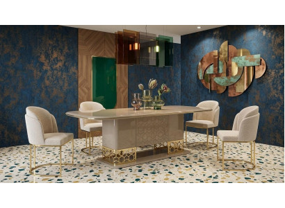Komfortables Esstisch Set mit Bequemen Stuehlen Luxus Design