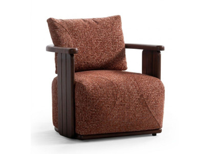 Sessel Designer  Armlehnen Holz Wohnzimmer modern braun