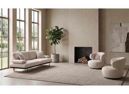 Sofa Set Sessel Modern Beige Edel Luxus Wohnzimmer Garnitur Polster