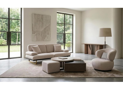 Sofa Set Sessel Couchtisch Hocker Modern Beige Edel Luxus Garnitur