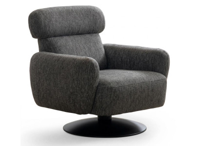Luxuriöser Grauer Drehsessel Designer Wohnzimmer Polstersessel