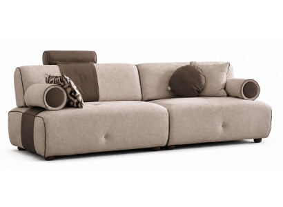 2-Sitzer Sofa Beige Braun Modern Stoffsofa Design Lounge