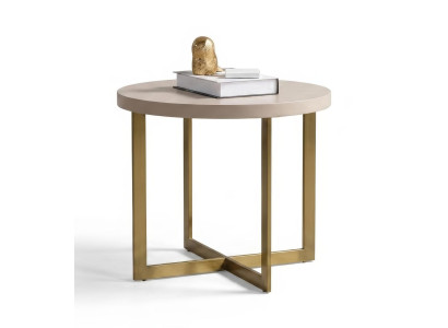 Beistelltisch Modern Beige Gold Edel Luxus Rund Wohnzimmer Couchtisch