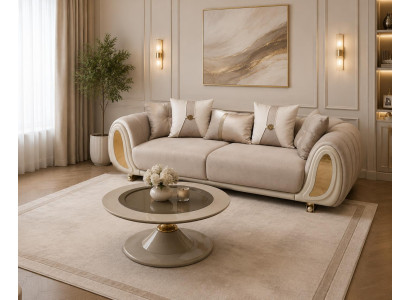 Wohnzimmer set Sofa Couchtisch Beige Modern Stil Komfortabel