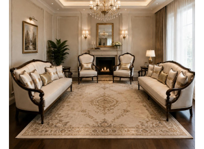 Sofa set Sofa Sessel Beige Modern Stil Wohnzimmer Edel