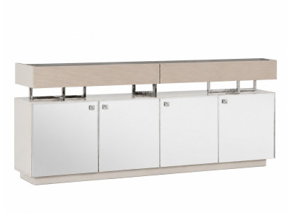 Sideboard Beige Modern Glas Geriffelt Wohnzimmer Esszimmer