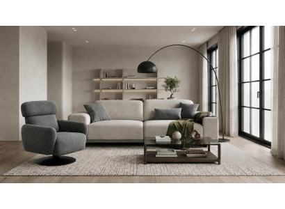 Elegante Polstergarnitur Designer Stoffmöbel 3-Sitzer Textilsessel