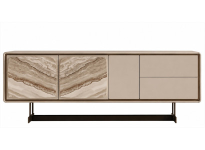 Sideboard Beige Holz Marmoroptik Kommode Schubladen Wohnzimmer
