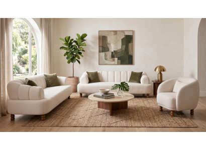Beiges Wohnzimmer-Set Sofas Stoffsofas Sessel Designermöbel