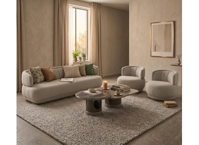 Wohnzimmer Set 3-Sitzer Couchtisch-Set Moderner Stil Komfortabel Edel