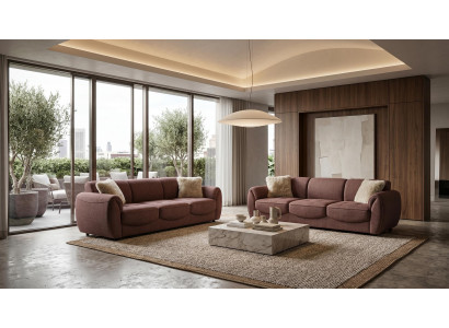 Braunes Sofa-Set 2+2-Sitzer-Sofas Stoffsofas hochwertig modern Wohnzimmer-Set
