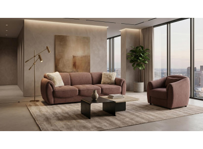 Gemütliches braunes Wohnzimmer-Set Sofas Stoffsofas Sessel