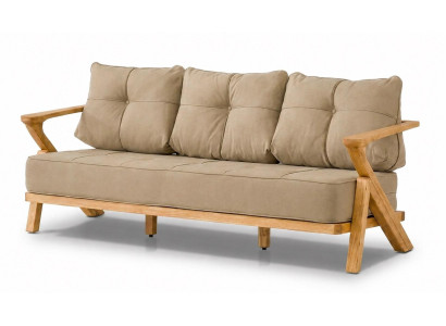Gartensofa 3-Sitzer Modern Beige Kissen Elegantes Stilvolles Komfort
