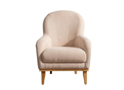 Beiger Polstersessel hohe Rückenlehne Designersessel Stoffsessel moderner Stil