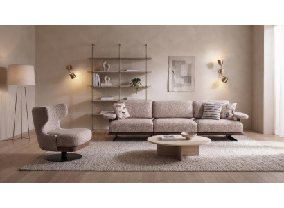 Sofa Set 4 Sitzer Sessel Modern Beige Edel Luxus Wohnzimmer