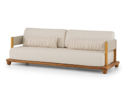 Gartensofa 3-Sitzer Modern Beige Kissen Elegant Stilvoll Komfort