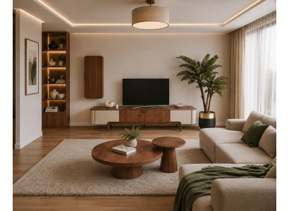 Modernes Wohnzimmer-Set mit Wohnwand und 2 Tischen