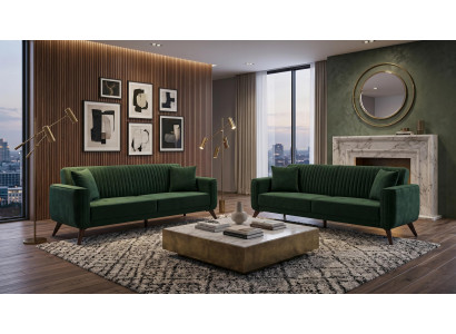 Luxuriöses grünes  Sofagarnitur 3+3-Sitzer-Sofas Stoffsofas hohe Qualität