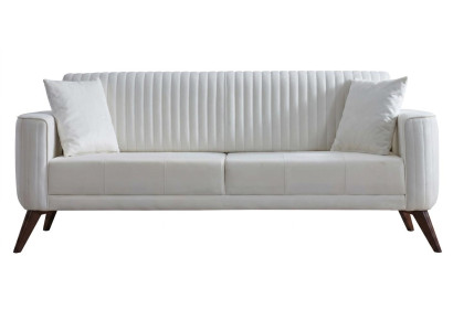 Weißes 2-Sitzer-Sofa aus Stoff weiches Sofa modern Wohnzimmer