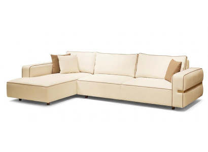 Ecksofa L Form Weiss Gold Modern Wohnlandschaft Polstercouch