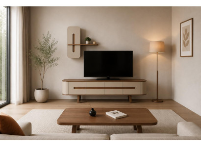 Hochwertiges Wohnzimmer-Set mit TV-Wohnwand und Couchtisch