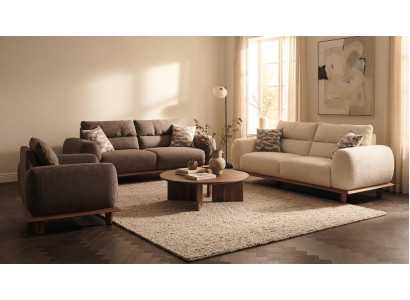 Modernes Braunes Sofa Set mit 2x 3-Sitzer Sofa Relaxsessel