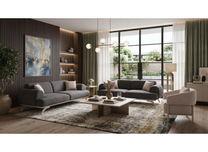 Grau-beiges Wohnzimmer-Set Sofas Stoffsofas Sofaset modern