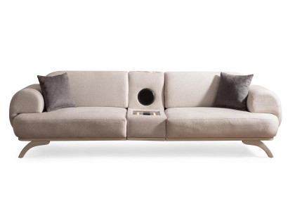 Beiges 3-Sitzer-Sofa Stoffsofa mit Multimedia-Modul Design-Sofas luxuriös