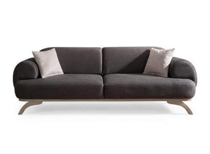Graues 2-Sitzer-Sofa aus Stoff Designersofa modern Wohnzimmer