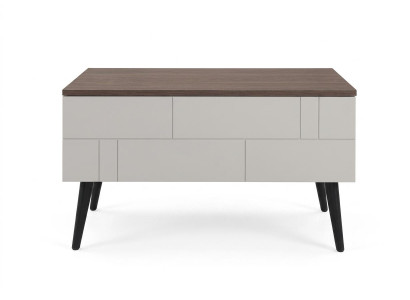 Beiger stilvoller Couchtisch rechteckiger Holztisch Sofatisch modern Designer