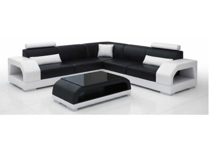 Modernes Ecksofa Schwarz mit Couchtisch und exklusivem Lounge Design