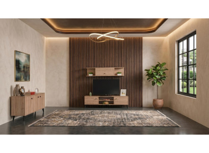 Braunes Wohnzimmer-Set TV-Möbel moderne Konsole