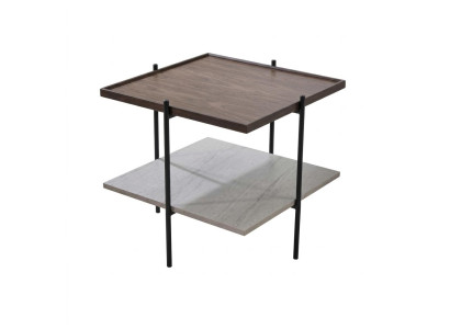 Brauner Beistelltisch quadratischer Holztisch modern Wohnzimmermöbel